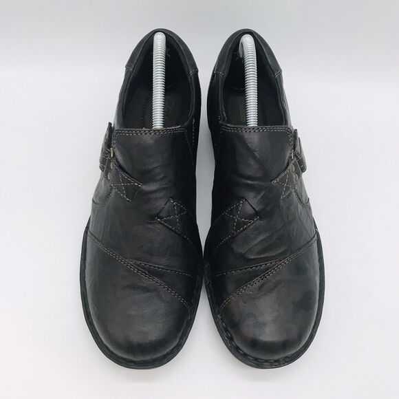 Clarks Collection Soft Cushion Hook & Loop Shoe Women's 9W Brown Leather Loafers - Picture 5 of 11